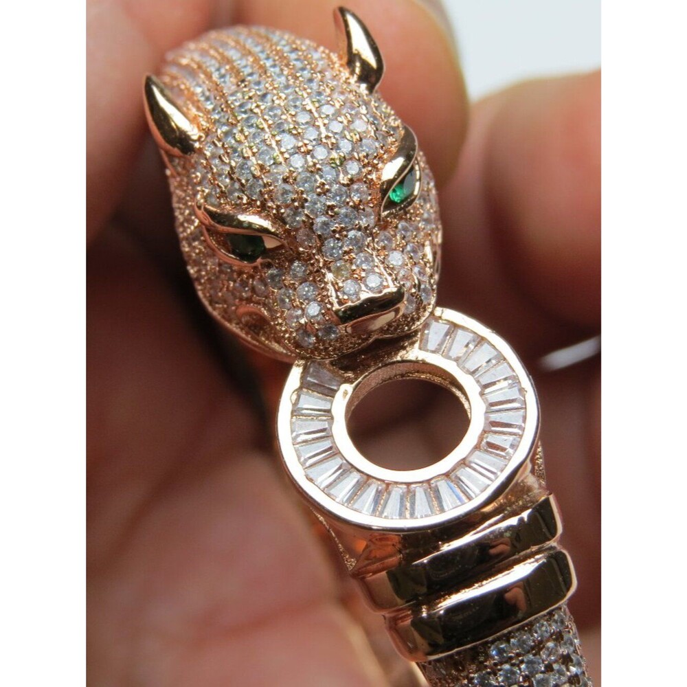 14k Diamond-emerald panther Bangle